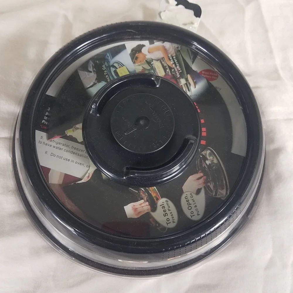 Press Domed Sealer Lid Universal Black Vacuum New Airtight Pump Day Dial 10in